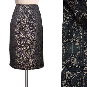 Gorgeous WORTHINGTON Brocade Metallic Gold Black Skirt 16